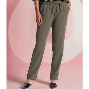 Joie Women’s Green Elastic Drawstring Pullon Straight‎ Pants Size M